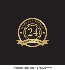 24th year celebrating anniversary logo design template