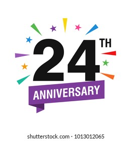 24th Years Anniversary Logo Design Vector. Modern Illustration