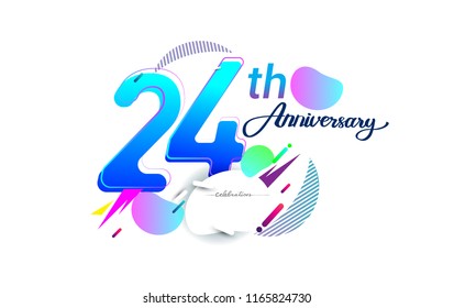 24th years anniversary logo, vector design birthday celebration with colorful geometric background, isolated on white background.