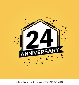 24th years anniversary logo, vector design birthday celebration with geometric isolated design.