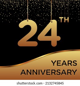 24th years anniversary, vector design for anniversary celebration with gold color on black background, simple and luxury design. logo vector template