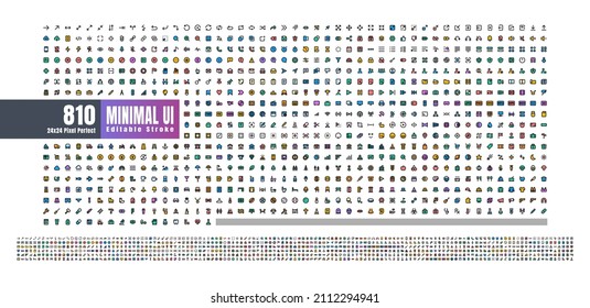 24x24 Pixel Perfect. Basic User Interface Essential Set. 200 Flat Color Icons. For App, Web, Print. Round Cap and Round Corner. Ready to use and Easy to Customize. Good for Dark Mode Theme.