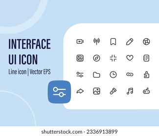 24x24 Pixel Perfect. Basic User Interface Essential Set. Line Outline Icons. For App, Web, Print. Editable Stroke. 2 Pixel Stroke Wide with Round Cap and Round Corner.