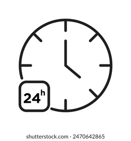 24x7 Availability Icon for Around-the-Clock Services, Customer Support, and Continuous Operations
