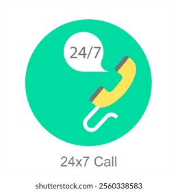 24x7 Call and calling icon concept