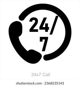 24x7 Call and clock icon concept