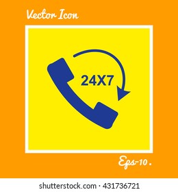 24X7 Call Icon. Eps-10.