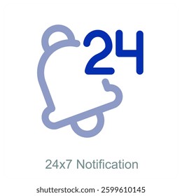 24x7 Notification and message icon concept