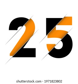 25 2 5 Number Logo Design with a Creative Cut and Black Circle Background. Creative logo design.