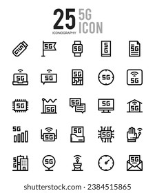 25 5G icons Pack vector illustration.