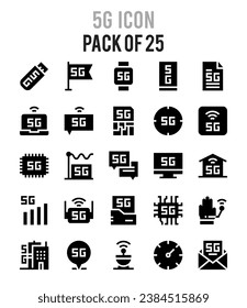 25 5G icons Pack vector illustration.