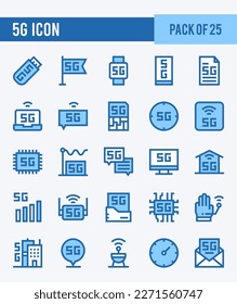 25 5G. Two Color icons Pack. vector illustration.