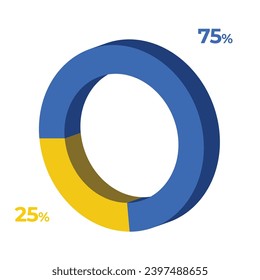 25 75 3d donut pie chart illustration eps vector