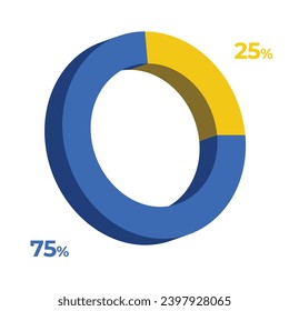 25 75 3d donut pie chart illustration eps vector