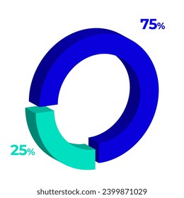 25 75 3d donut pie chart illustration eps vector