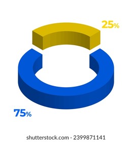 25 75 3d donut pie chart illustration eps vector