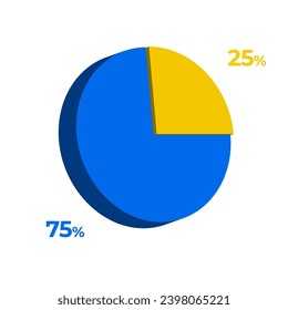 25 75 percentage 3d pie chart vector illustration eps