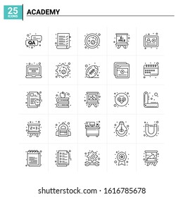 25 Academy icon set. vector background