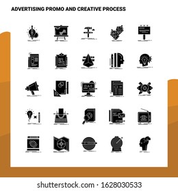 25 Advertising Promo And Creative Process Icon set. Solid Glyph Icon Vector Illustration Template For Web and Mobile. Ideas for business company.