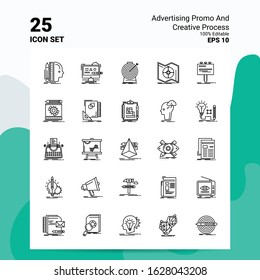 25 Advertising Promo And Creative Process Icon Set. 100% Editable EPS 10 Files. Business Logo Concept Ideas Line icon design