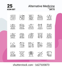 25 Alternative Medicine Icon Set. 100% Editable EPS 10 Files. Business Logo Concept Ideas Line icon design