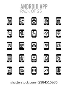 25 Android App. icons Pack. vector illustration.