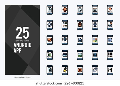 25 Android App Lineal Color icon pack. vector illustration.