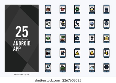 25 Android App Lineal Color icon pack. vector illustration.