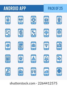 25 Android App. Two Color icons Pack. vector illustration.