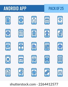 25 Android App. Two Color icons Pack. vector illustration.