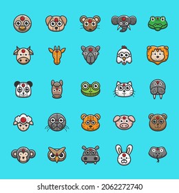 25 animal head cyborg icon, animal robot bundle