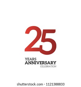 25 anniversary celebration logotype. red number logo simple isolated on white background, vector design for celebration, invitation card, and greeting card