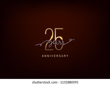 25 Anniversary elegant gold colored isolated on dark background, vector design for celebration, invitation, and greeting card