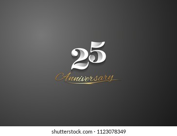 25 Anniversary elegant logotype  design, white colored isolated on black background