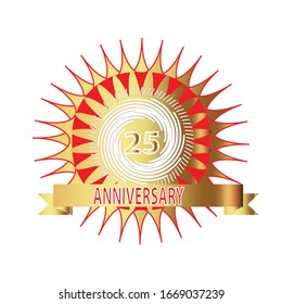 25 anniversary  label is a piece of paper,plastic film,cloth,metal or other material affixed to a container or product.
