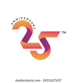 25 anniversary logo design. 25th anniversary gradient logo template, vector and illustration