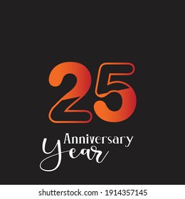 25 Anniversary Logo Vector Template Design Illustration orange and black