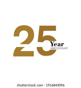 25 Anniversary Logo Vector Template Design Illustration gold and white