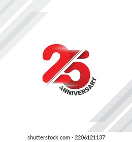 25 Anniversary  Red Gradient Logo With Cut Effect And Flare In The Background