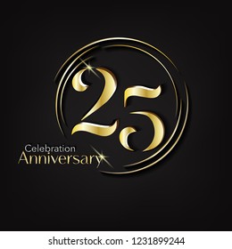 25 anniversary template design golden with dark background style