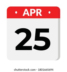 25 april flat style calendar icon, vector illustration