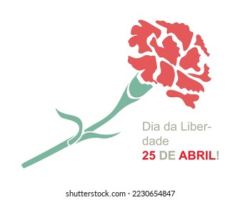 25 de abril Día de la Libertad de Portugal Carnación Revolución de claveles rojos ilustración vectorial