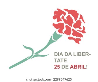 25 April Portugal Freedom Day Carnation Revolution red carnation vector illustration