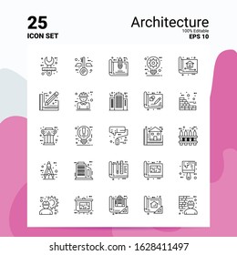 25 Architecture Icon Set. 100% Editable EPS 10 Files. Business Logo Concept Ideas Line icon design