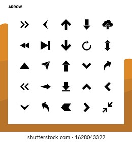 25 Arrow Icon set. Solid Glyph Icon Vector Illustration Template For Web and Mobile. Ideas for business company.
