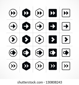 25 arrow sign icon set 08 (black color). Modern simple pictogram minimal, flat, solid, mono, monochrome, plain, contemporary style. Vector illustration web internet design elements saved in 8 eps