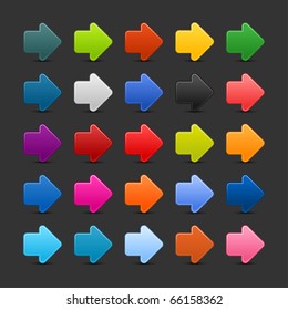 25 arrow sign web 2.0 icon. Colored button with shadow on gray background