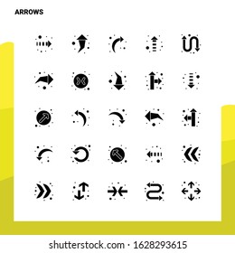 25 Arrows Icon set. Solid Glyph Icon Vector Illustration Template For Web and Mobile. Ideas for business company.