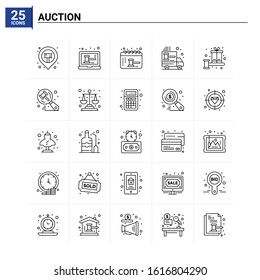 25 Auction icon set. vector background