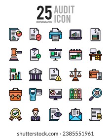 25 Iconos de auditoría Empaquetar ilustración vectorial.